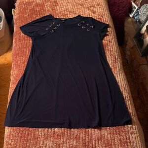MSK Asymmetrical Dress in Navy with Grommet Detail